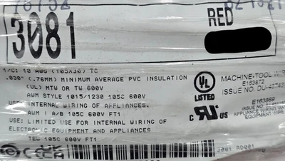 Alpha Wire 3081 #10awg Premium cobre estañado 600 V cable de conexión/plomo rojo/10 pies Foto 1 de 4