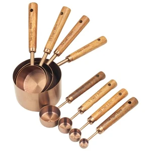 Messbecher und Löffel 8er Set, Edelstahl Messbecher mit Holz... - Bild 1 von 7