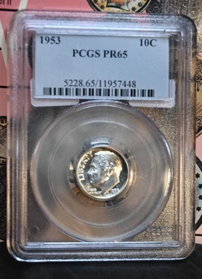 1953 Roosevelt Dime PCGS PR 65 - Image 1 of 3