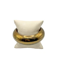 Vintage Chunky Gold Plated Metal Bangle Bracelet Wide Retro Boho Stacking - Picture 1 of 5