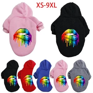Lips Pattern Pet Hoodie Dog Jacket Winter Warm Puppy Coat Clothes Costume XS-9XL - Picture 1 of 14