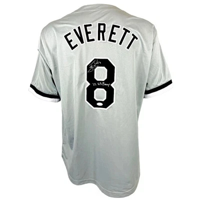 Camiseta con inscripción firmada autografiada por Carl Everett MLB Chicago White Sox certificado de autenticidad JSA Foto 1 de 3
