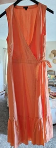 Talbots | Dress True Wrap Midi Peach Coral Sleeveless V Neck- Size 16 - Picture 1 of 4