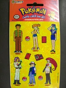 6 Pokemon Sparkly Holo Foil Sticker Set Ash James Jessie Jenny Misty Brock - Picture 1 of 1