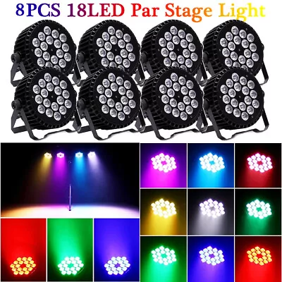 200W PAR Stage Lighting 18LED RGBW DMX Colorful Club DJ Disco Party Show Light - Image 1 of 4