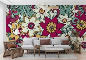 Papel pintado 3D floral sin costuras mural desmontable autoadhesivo 45 - Imagen 1 de 4