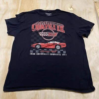 Corvette Мужская футболка большой черный красный графический 1969 ретро стиль GM официальный футболка - Изображение 1 из 4