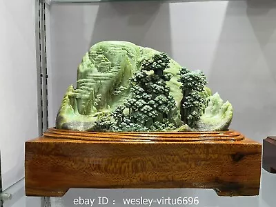 Natural Dushan Jade Stone Carved Mountain Landscape Art Decoration Ornaments HJ5 • 2,676.96$