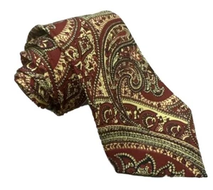 Vintage Polo von Ralph Lauren rot/gold Paisley handgefertigt in USA 59"" gewebte Seide" Krawatte - Bild 1 von 9