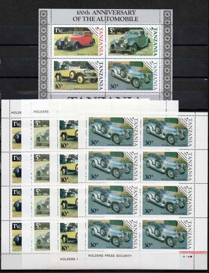 TANZANIA  CAR CARS ROLLS ROYCE 1 S/S and  4 MINI SHEETS  MNH  - Image 1 of 1