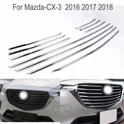 Chrome Look Front Central Grille Mesh Cover Molding Trims for Mazda CX-3 2016-18 Foto 1 de 3