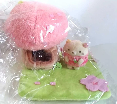 Sumikko Gurashi Scene Shrine  Sakura no Uchitenori Plush Cat Blooming Plush Toy Cover