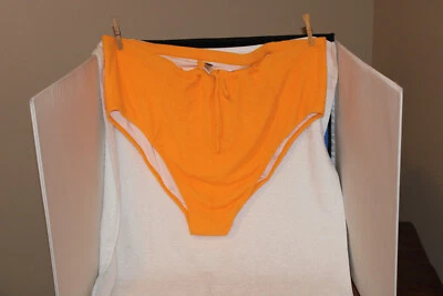 Antiguo azul marino, nuevo con etiquetas, ¿naranja macizo? ¿Mandarina?  Parte inferior de natación 4 X Plus, texturizada Foto 1 de 4