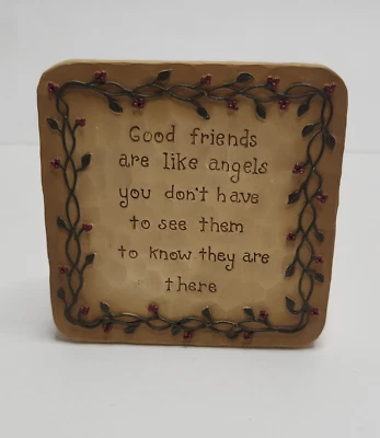 Cubo de flores Szui Skoglund buenos amigos son como ángeles escritorio 3" placa signo 07 Foto 1 de 4