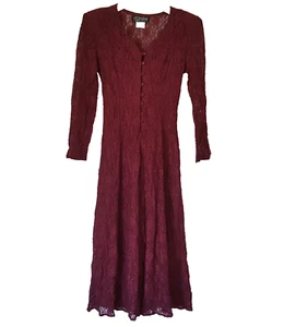 Vintage All that Jazz Lace Dress Size 5/6 Burgudy Whimsigoth Fairy Grunge Corset - Picture 1 of 11