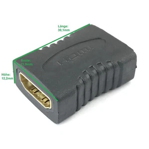 HDMI Verbinder Adapter HDMI Buchse auf Buchse Kupplung Full HD vergoldet - Bild 1 von 4