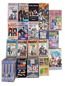 LOT OF 22 VHS TAPES-1960's ROCK-CREAM/STONES/BEATLES/THE WHO/HULLABALOO/SHINDIG - Picture 1 of 4