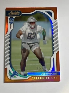 Lions Josh Paschal Absolute Football Orange Parallel RC Rookie Card Numbered /75 - Picture 1 of 3