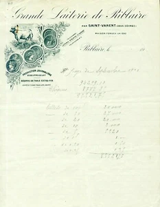 Dépt 79 - Riblaire par Saint Varent - Belle Entête d'une Grande Laiterie de 1920 - Picture 1 of 1