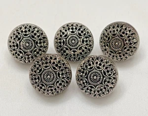 Vintage Set of 5 Ball Cricket Cage/Filigree Buttons - 11/16" (Q61) - Picture 1 of 8