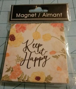 Greenbrier Brand: "Keep It Happy" Square Floral Magnet - New With Free Shipping - Picture 1 of 8