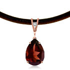 14K. GOLD & LEATHER NECKLACE WITH DIAMOND & GARNET