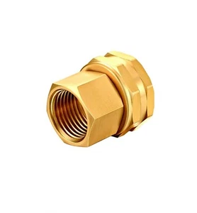 BRASS 3/4" GHT Female to 1/2" NPT Female Garden Hose Fitting Swivel Adaptor - Picture 1 of 3