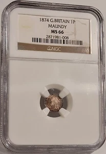 GREAT BRITAIN / 1874 Maundy Penny,Victoria - NGC MS66 !!! - Picture 1 of 4