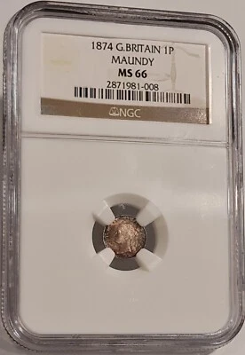GREAT BRITAIN / 1874 Maundy Penny,Victoria - NGC MS66 !!! - Image 1 of 4