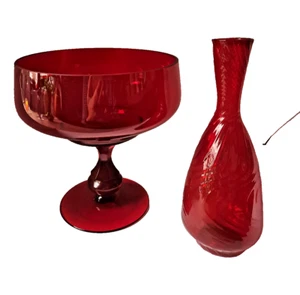 Lauscha Glas Vase und Schale  -  zartes Glas mundgeblasen aus Thüringen - Bild 1 von 3