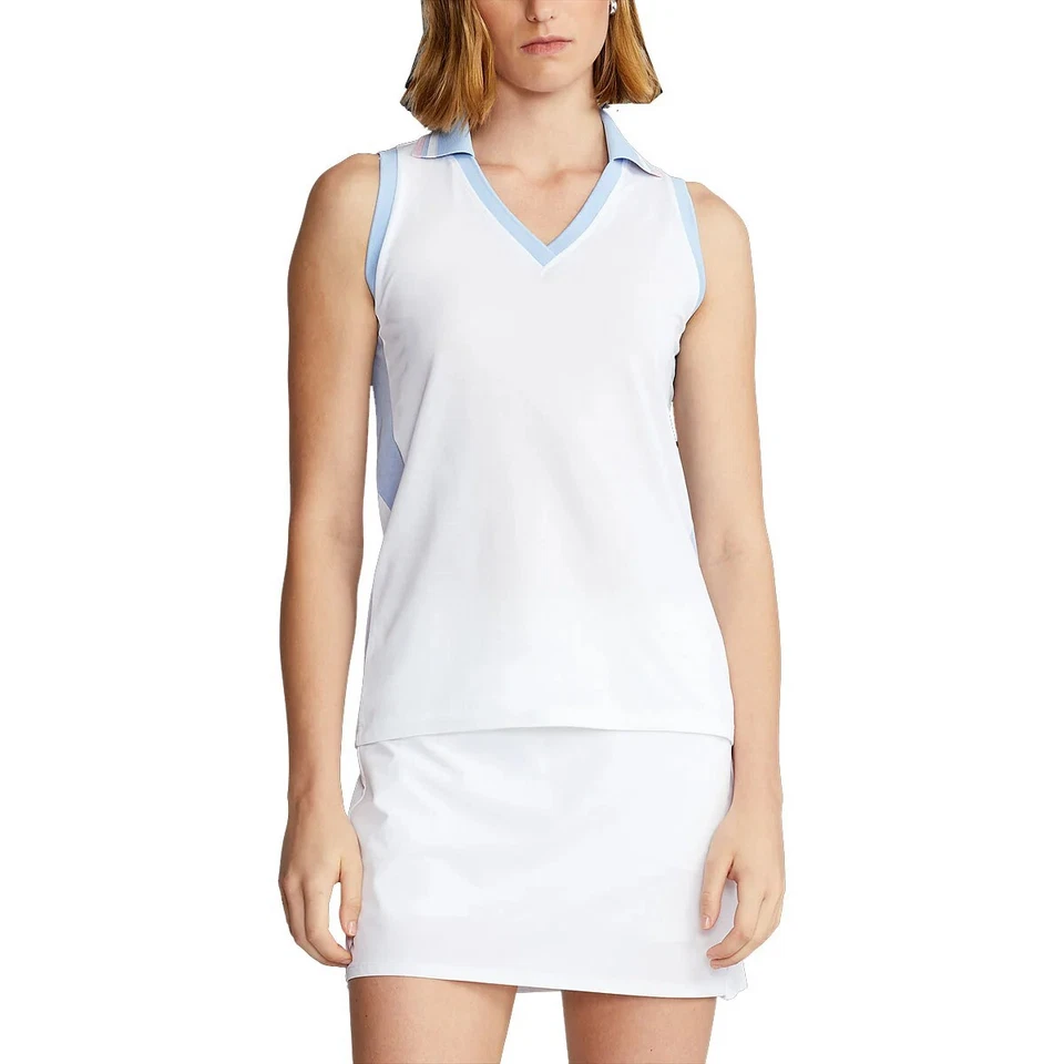 Polo Golf Ralph Lauren Cricket Pure White Elite Blue Womens Sleeveless Polo Sz S - Image 1 of 1