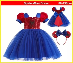 Kids Spider-Man Dress Girls Spiderman Costume Superhero Cosplay Fancy Tutu Dress - Picture 1 of 22