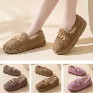 Women Winter Plush Lined Flat Shoes Anti-Slip Low Top Slip on Shoes Footwear USA - Picture 1 of 17