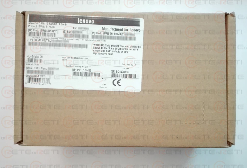 IBM LENOVO 81Y4492 ServeRAID H1110 SAS/SATA Controllerx3100 x3300 x3530 M4 - NEW - Imagen 1 de 1