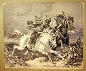 "Der Frauenraub" Holzstich nach Prof.A.Wagner 1873-21x25 cm - Picture 1 of 2