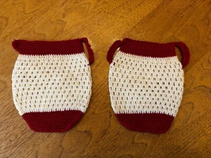 Vintage pair of Crocheted Pot Holders Red/White Jug and Pitcher - Picture 1 of 6