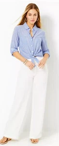 Lilly Pulitzer Deri Linen Palazzo Pants White Small - Picture 1 of 3