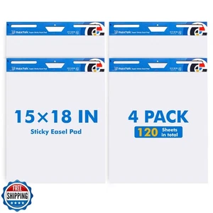 maxtek Chart Paper 15"x18", Large Sticky Easel Pad with 4 Packs, 120 Sheets, - Picture 1 of 5
