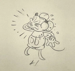 Dibujo de producción de Mickey Mouse Walt Disney 1932 Whoopee Party Cel Original Eat - Imagen 1 de 3