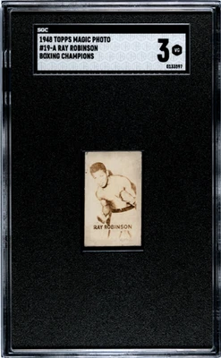 1948 TOPPS MAGIC PHOTOS SUGAR RAY ROBINSON 19A VG CHAMPIONS RC SGC 3 BOXING - Image 1 of 2
