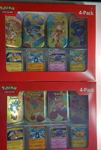 2 Pokémon Scharlachrot & Violett 151 (4 Mini Tins + 4 Promo Karten Konvolut) Neu. Versiegelt - Bild 1 von 12
