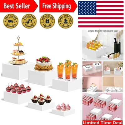 Elevadores de acrílico blancos para buffet 6 piezas - perfectos para postres y coleccionables Foto 1 de 4