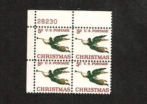 1965 U.S Commem 5c CHRISTMAS ANGEL PLT# Blk of 4 Sc#1276 M/NH/OG/Pristine - Picture 1 of 1