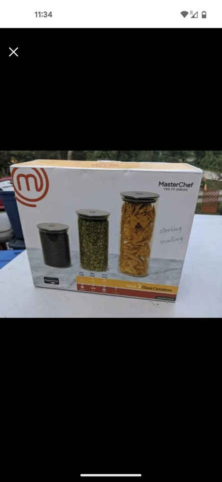 Master Chef Glass Canisters Kitchen Home Storage Organizer TV Series Set of 3 - Image 1 of 1