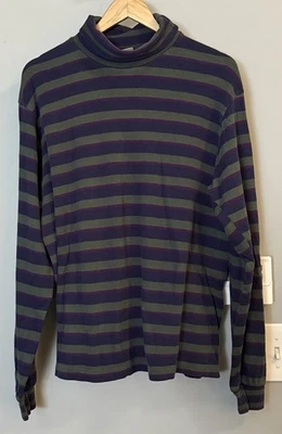 LL Bean Turtleneck Shirt Striped Long Sleeve Vintage Cotton XL - Image 1 of 4