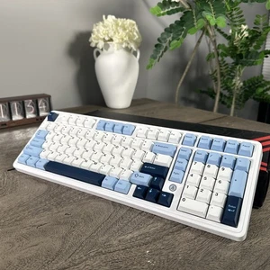 NACODEX Ajazz AK980 Blue White Wireless Mechanical Gaming Keyboard,Tri-Mode BT5. - Picture 1 of 4