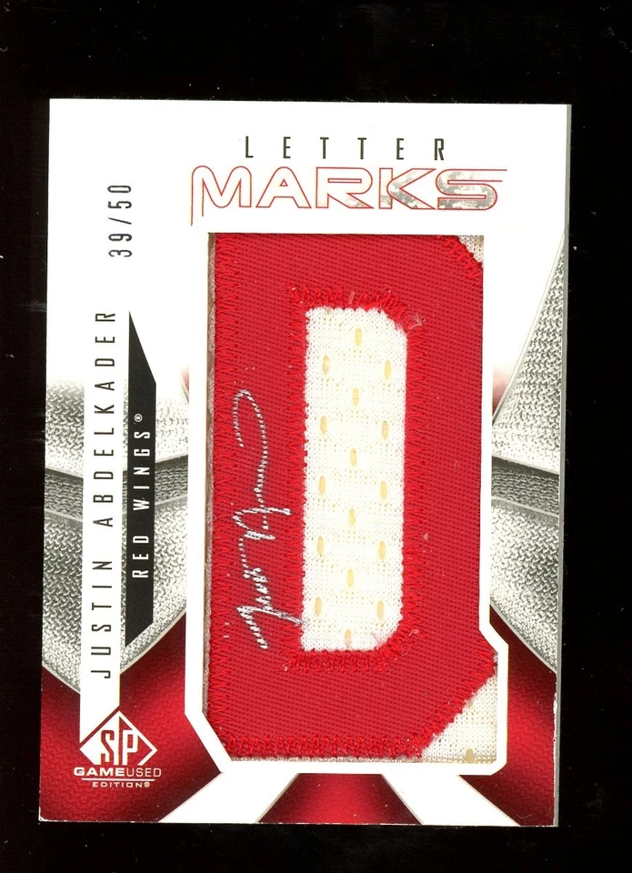 2010 Upper Deck Hockey Letter Marks Justin Abdelkader AUTO /50 Red Wings - Image 1 of 2