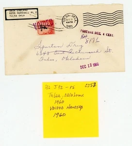 US Cover Scott # J92 - Tulsa, Ok - RARE "postage Due" W/ "VOIDED"      (15-C257) - Picture 1 of 2