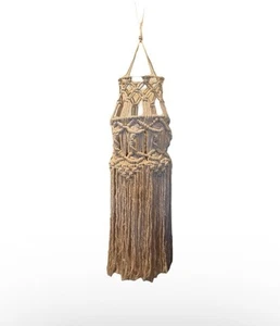 Vintage Macrame Chandelier Cotton Ceiling Mobile Large Boho Lampshade - Picture 1 of 4
