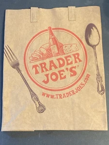 Trader Joes ICONIC Brown Paper reusable Grocery Shopping Bags w/ handle - Picture 1 of 2